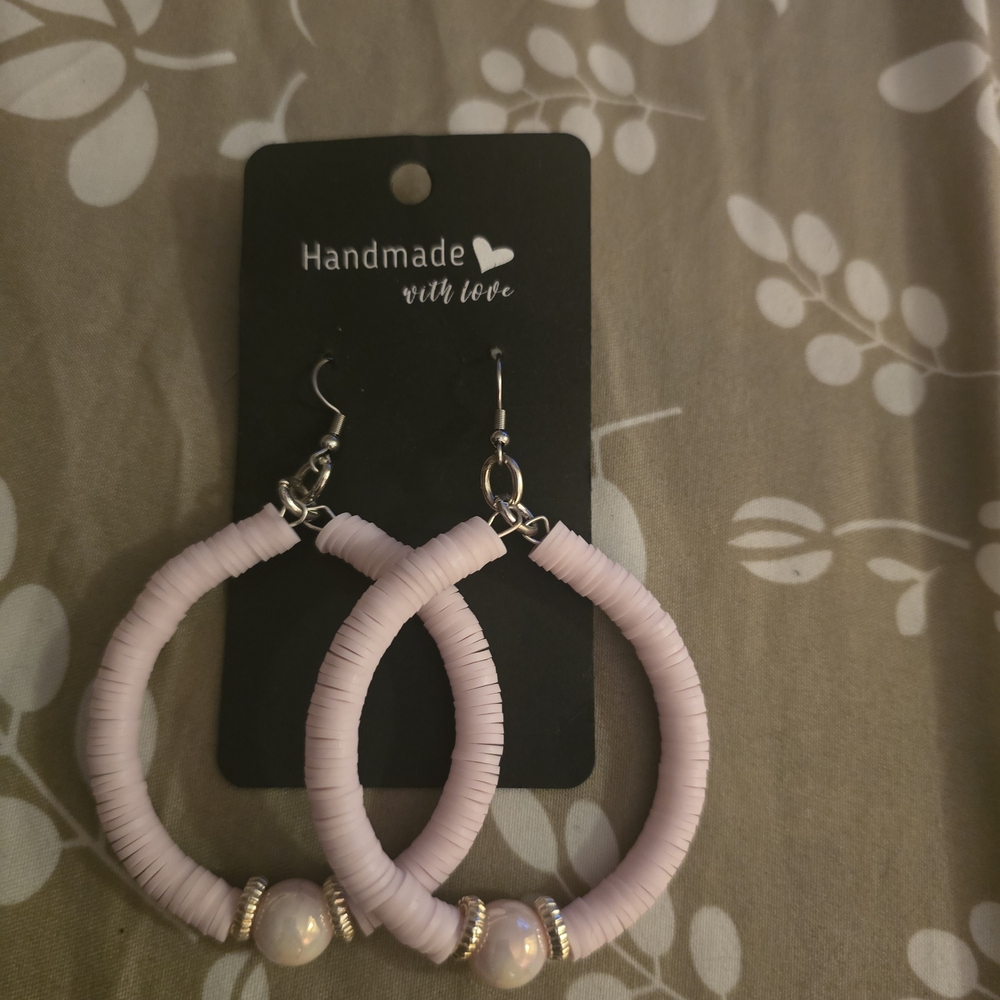 Pink Handmade Hoop Earrings